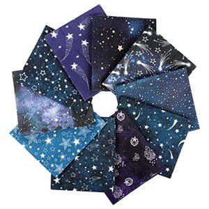 100% Cotton Fat Quarter Fabric Bundle Starry Sky Quilting Sewing Craft 10 Pack